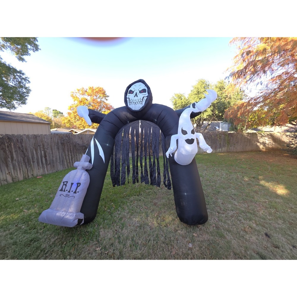 Halloween Inflatable Archway Grim Reaper Skull Ghost RIP Tombstone Yard Decor - Picture 4 of 9